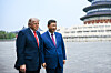 President Donald Trump tours the Hall of Prayer of Good Harvest with President Xi Jinping of China at the Temple of Heaven in Beijing on May 14. [UPI/YONHAP]
