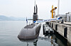 Dosan Ahn Chang-ho, a 3,000-ton-class submarine, is anchored at the Jinhae Naval Base in Changwon, South Gyeongsang on March 25. [YONHAP]