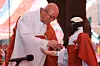 Humanoid robot G1 “Gabi” attends a robot ordination ceremony at Jogye Temple in Jongno District, central Seoul, on May 6. [KANG JUNG-HYUN]