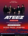 Poster announcing boy band Ateez as the headliner for the British Summer Time Hyde Park concert series in London [KQ Entertainment]