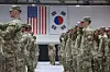 U.S. troops attend a ceremony in a U.S. base in Dongducheon, Gyeonggi, on July 6, 2023. [YONHAP]