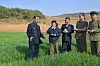 North Korean Premier Pak Thae-song, left, conducts on-site inspections in key farming areas in the South Pyongan and North Hwanghae provinces to assess the growth status of wheat and barley and holds discussions with local officials on measures to prevent crop damage in a photo released by the North's official Rodong Sinmun on April 30. [NEWS1]