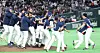 Korean players celebrate after beating Australia in a Pool C game at the World Baseball Classic at Tokyo Dome in Japan on March 9. [YONHAP]