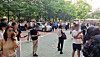 Voters wait outside a voting booth in Songpa District, southern Seoul on June 3 as the polling station ran out of ballots. [YONHAP]