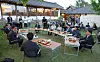 Minister of Culture, Sports and Tourism Chae Hwi-young, far left, speaks to local entrepreneurs in hanok-turned-cafe Byeotnwi on May 14. [MINISTRY OF CULTURE, SPORTS AND TOURISM]