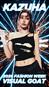 A fan-made artwork celebrating girl group Le Sserafim's Kazuha's selection as the top visual among K-pop artists who attended Fashion Week events [PICNIC]
