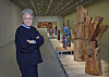 Kim Yun-shin poses for a photo with her sculptures displayed at her ongoing retrospective 'Two Be One' at Hoam Museum of Art in Yongin, Gyeonggi, on March 13. [PARK SANG-MOON]