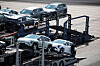 A car carrier transporting vehicles made by Kia Motors, part of Hyundai Motor, Korea's largest automaker, arrives at a port in Pyeongtaek on April 15, 2025. [REUTERS/YONHAP]