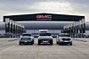GM Korea displays the electric Hummer EV, the full-size Acadia SUV and the midsize Canyon pickup truck. [GM KOREA]