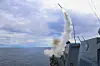 This image provided by U.S. Central Command shows the Arleigh Burke-class guided-missile destroyer USS Thomas Hudner (DDG 116) firing a Tomahawk Land Attack Missile (TLAM) in support of Operation Epic Fury, on Sunday, March 1, 2026. [AP/YONHAP]