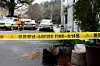 A photo of where a woman was stabbed in a parking lot near an apartment in Changwon, South Gyeongsang [YONHAP]