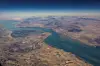 An aerial view of the Iranian shores and the island of Qeshm in the strait of Hormuz, Dec. 10, 2023. [REUTERS/YONHAP]