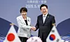 Korean President Lee Jae Myung, right, and Japanese Prime Minister Sanae Takaichi shake hands as they hold a bilateral summit at a hotel in Andong, North Gyeongsang, on May 19. [JOINT PRESS CORPS]