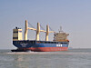 The Panama-flagged bulk carrier HMM Namu is seen in Guangzhou, Guangdong province, China on Jan. 5. The vessel is operated by Korean shipper HMM. [REUTERS/YONHAP]