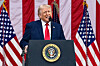 U.S. President Donald Trump delivers remarks during the Memorial Day ceremony on May 25. [YONHAP]