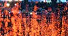 Thousands of 'nakhwa' (traditional Korean fire art) sticks made of charcoal and 'hanji' (traditional Korean paper) hang from lines and burn at dusk during a nakhwa performance at Mujinjeong Pavilion in Haman County, South Gyeongsang, on May 5, 2025. [YONHAP]