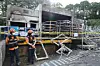 Officials are seen at the Hanwha Aerospace Daejeon facility, where a fire broke out on the morning of June 1. [JOINT PRESS CORPS]
