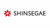 Red floral emblem and black Shinsegae wordmark centered on a white background.