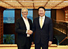 SK Group Chairman Chey Tae-won, right, poses for a photo with Bill Gates, the founder of TerraPower, in Seoul on Aug. 22, 2025, in this file photo released by SK Group. [SK GROUP]