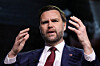 U.S. Vice President JD Vance speaks at This is the Turning Point Tour at the University of Georgia in Athens, Georgia, on April 14, in this photo released by Reuters. [YONHAP]