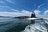 Hanwha Ocean KSS-III Batch-II submarine traveling on calm open water.