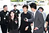 Director of the Art Center Nabi Roh Soh-yeong, center, attends a mediation session for her divorce with SK Group Chairman Chey Tae-won at the Seoul High Court in southern Seoul on May 13. [NEWS1]