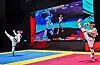 Two players demonstrate a virtual taekwondo match in an undated photo. [MINISTRY OF CULTURE, SPORTS AND TOURISM]
