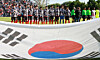 Korea's national football team players sing the national anthem before a friendly against Trinidad and Tobago at BYU South Field in Provo, Utah, on May 30, ahead of the 2026 FIFA World Cup. [NEWS1]