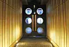 The cafe's entrance maintains the historic theater's architecture and charm at the Gyeongdong 1960 Starbucks store in Dongdaemun district, eastern Seoul, on April 3. [PARK SANG-MOON]
