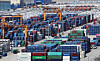 Containers are stacked at a port in Pyeongtaek, Gyeonggi, on May 8. [YONHAP]