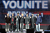 Boy band Younite poses for photos during a press showcase for its eighth EP, “Inyun Part. 1,” held at NOL Theater Tongyang Life Insurance Hall in Mapo District, western Seoul, on May 12. [YONHAP]