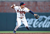 Atlanta Braves shortstop Kim Ha-seong makes a play on a grounder hit by Dansby Swanson of the Chicago Cubs during the clubs' MLB regular-season game at Truist Park in Atlanta on May 12 in this Getty Images photo. [YONHAP]