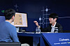 Go master Lee Se-dol demonstrates an agentic AI-based Go model during an event hosted by AI startup Enhans at the Four Seasons Hotel in Jongno District, central Seoul, on March 9. [JUN MIN-KYU]