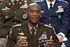 Gen. Xavier Brunson, the commander of United States Forces Korea, responds to lawmakers’ questions during a hearing of the U.S. Senate Committee on Armed Services in Washington on April 21. [SCREEN CAPTURE]