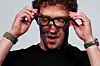 Meta CEO Mark Zuckerberg wears Meta Ray-Ban Display glasses as he delivers a speech presenting the new line of smart glasses, during the Meta Connect event at the company's headquarters in Menlo Park, California, on Sept. 17. [REUTERS/YONHAP]