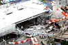 A part of the Seosomun Overpass lies on the ground after a partial collapse in Seodaemun District, western Seoul, on May 26. [JOONGANG ILBO]