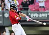 Kia Tigers cleanup hitter Kim Do-yeong hits a double in the bottom of the first inning during a game between the Hanwha Eagles and Kia Tigers at Gwangju-Kia Champions Field on May 6. [YONHAP]