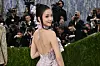 Blackpink's Jisoo poses for photos at the 2026 Met Gala celebrating ″Costume Art″ at the Metropolitan Museum of Art in New York on May 4. [AP/YONHAP]