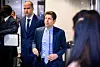OpenAI CEO Sam Altman, center, and Greg Brockman, OpenAI president and co-founder, arrive at the federal courthouse during proceedings in a lawsuit against OpenAI in Oakland, California, on April 30. [AFP/YONHAP]
