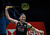 Badminton player An Se-young celebrates after winning the singles match against Wang Zhiyi of China during the finals of the Uber Cup at Forum Horsens in Horsens, Denmark, on May 3, in this Xinhua photo. [YONHAP]