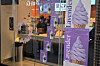 Advertisements for purple ice creams are seen in front of a Paul Bassett cafe in D-Tower, Gwanghwamun in central Seoul on March 19. [NOH YU-RIM]