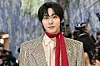 Actor Ahn Hyo-seop poses for photos at the 2026 Met Gala celebrating ″Costume Art″ at the Metropolitan Museum of Art in New York on May 4. [AP/YONHAP]