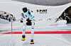 A robot dances in the middle of X:Port ICN Digital Space, opened by the Incheon International Airport Corporation on April 23 in the transportation center of the airport's Terminal 1. The corporation said visitors can experience future technologies and AI-based interactive content in the space. [INCHEON INTERNATIONAL AIRPORT CORPORATION]