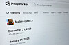 The online prediction market Polymarket website is displayed on a computer screen on Jan. 11. [AP/YONHAP]