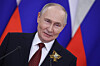 Russian President Vladimir Putin talks to the media following his meetings with foreign delegations at the Kremlin in Moscow on May 9. [AFP/YONHAP]