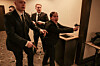 Security officials react as a shooter opens fire during the annual White House Correspondents Association dinner in Washington on April 25 [YONHAP]