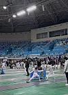 Fencers compete during a competition in Korea. [LEE JUNHO]
