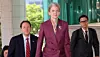 U.S. Under Secretary of State for Political Affairs Allison Hooker, center, arrives at the Ministry of Foreign Affairs building in Jongno District, central Seoul, on June 2. [YONHAP]
