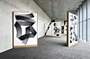 'Brushstroke' paintings made with charcoal ink by the artist Lee Bae are displayed at Museum SAN's lounge area. [MUSEUM SAN]