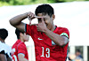 Team Korea's World Cup captain Son Heung-min poses for fans after a friendly match against Trinidad and Tobago at BYU South Field on the campus of Brigham Young University in Salt Lake City on May 30. [NEWS1]